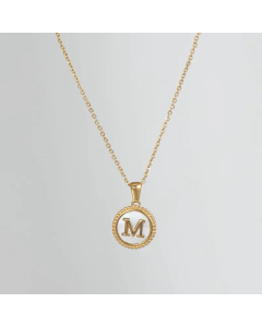 Simple Style Round Gold Plated Shell Stainless Steel Necklace Letter Titanium Steel Pendant Necklace