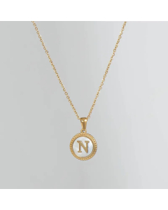 Simple Style Round Gold Plated Shell Stainless Steel Necklace Letter Titanium Steel Pendant Necklace