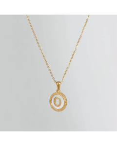 Simple Style Round Gold Plated Shell Stainless Steel Necklace Letter Titanium Steel Pendant Necklace