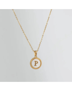 Simple Style Round Gold Plated Shell Stainless Steel Necklace Letter Titanium Steel Pendant Necklace