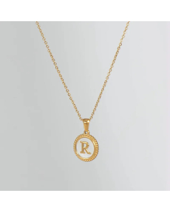Simple Style Round Gold Plated Shell Stainless Steel Necklace Letter Titanium Steel Pendant Necklace