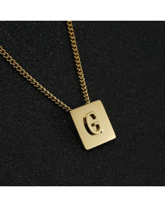 Fashion Gold Plated Stainless Steel Necklaces Letter Square Stainless Steel Pendant Necklace 
