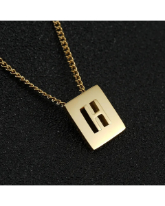 Fashion Gold Plated Stainless Steel Necklaces Letter Square Stainless Steel Pendant Necklace 