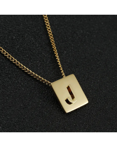Fashion Gold Plated Stainless Steel Necklaces Letter Square Stainless Steel Pendant Necklace 