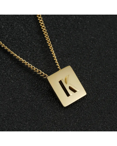 Fashion Gold Plated Stainless Steel Necklaces Letter Square Stainless Steel Pendant Necklace 