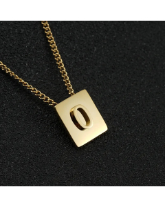 Fashion Gold Plated Stainless Steel Necklaces Letter Square Stainless Steel Pendant Necklace 