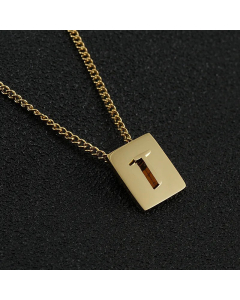 Fashion Gold Plated Stainless Steel Necklaces Letter Square Stainless Steel Pendant Necklace 