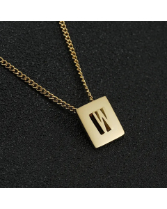 Fashion Gold Plated Stainless Steel Necklaces Letter Square Stainless Steel Pendant Necklace 