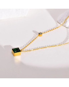 Simple Style Square Titanium Steel Necklace Inlay Zircon Stainless Steel Necklaces