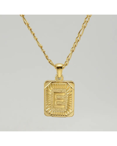 Fashion Gold Plated Stainless Steel Necklaces Letter Rectangle Titanium Steel Pendant Necklace 