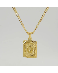 Fashion Gold Plated Stainless Steel Necklaces Letter Rectangle Titanium Steel Pendant Necklace 
