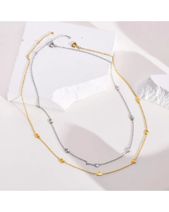 Non-Fading Heart Shape Stainless Steel Necklace Plating Finished Fine Quality 