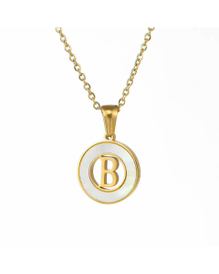 Simple Style Plating Hollow Out Shell Stainless Steel Necklaces Letter Stainless Steel Pendant Necklace