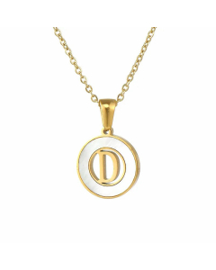 Simple Style Plating Hollow Out Shell Stainless Steel Necklaces Letter Stainless Steel Pendant Necklace