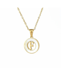 Simple Style Plating Hollow Out Shell Stainless Steel Necklaces Letter Stainless Steel Pendant Necklace