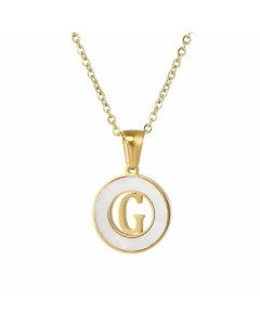 Simple Style Plating Hollow Out Shell Stainless Steel Necklaces Letter Stainless Steel Pendant Necklace