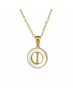 Simple Style Plating Hollow Out Shell Stainless Steel Necklaces Letter Stainless Steel Pendant Necklace