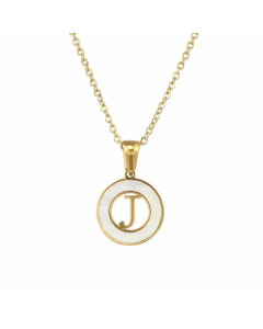 Simple Style Plating Hollow Out Shell Stainless Steel Necklaces Letter Stainless Steel Pendant Necklace