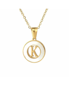 Simple Style Plating Hollow Out Shell Stainless Steel Necklaces Letter Stainless Steel Pendant Necklace