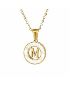 Simple Style Plating Hollow Out Shell Stainless Steel Necklaces Letter Stainless Steel Pendant Necklace