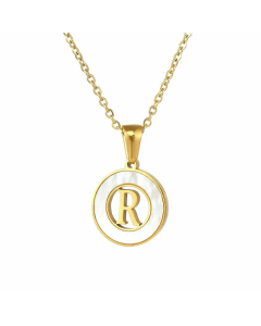 Simple Style Plating Hollow Out Shell Stainless Steel Necklaces Letter Stainless Steel Pendant Necklace