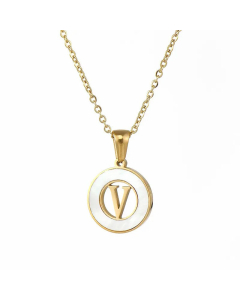 Simple Style Plating Hollow Out Shell Stainless Steel Necklaces Letter Stainless Steel Pendant Necklace