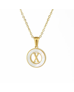 Simple Style Plating Hollow Out Shell Stainless Steel Necklaces Letter Stainless Steel Pendant Necklace