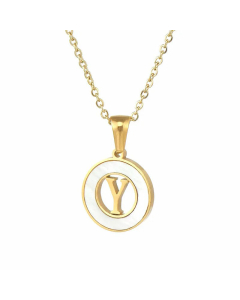 Simple Style Plating Hollow Out Shell Stainless Steel Necklaces Letter Stainless Steel Pendant Necklace