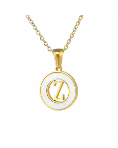 Simple Style Plating Hollow Out Shell Stainless Steel Necklaces Letter Stainless Steel Pendant Necklace