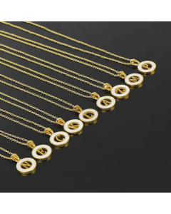 Simple Style Plating Hollow Out Shell Stainless Steel Necklaces Letter Stainless Steel Pendant Necklace