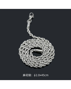 Plain Soild Color Twist Chain Stainless Steel Necklace Gold Plated Stainless Steel Necklaces-Steel Color-45cm-2mm