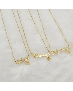 Fashion Gold Plated Stainless Steel Necklaces Letter Constellation Stainless Steel Pendant Necklace 