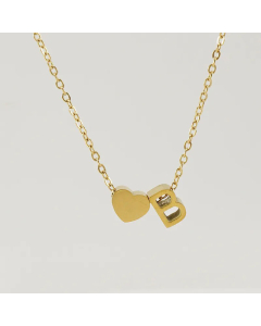 Fashion Gold Plated Stainless Steel Necklaces Letter Heart Shape Titanium Steel Pendant Necklace