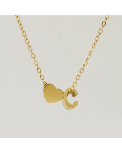 Fashion Gold Plated Stainless Steel Necklaces Letter Heart Shape Titanium Steel Pendant Necklace