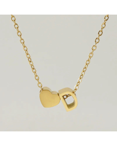 Fashion Gold Plated Stainless Steel Necklaces Letter Heart Shape Titanium Steel Pendant Necklace