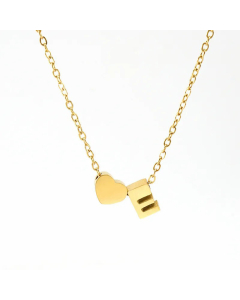 Fashion Gold Plated Stainless Steel Necklaces Letter Heart Shape Titanium Steel Pendant Necklace