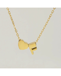 Fashion Gold Plated Stainless Steel Necklaces Letter Heart Shape Titanium Steel Pendant Necklace