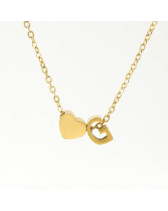 Fashion Gold Plated Stainless Steel Necklaces Letter Heart Shape Titanium Steel Pendant Necklace