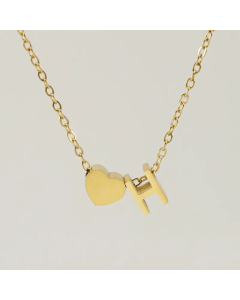 Fashion Gold Plated Stainless Steel Necklaces Letter Heart Shape Titanium Steel Pendant Necklace