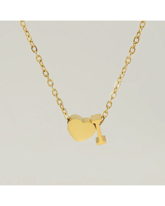 Fashion Gold Plated Stainless Steel Necklaces Letter Heart Shape Titanium Steel Pendant Necklace