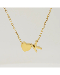 Fashion Gold Plated Stainless Steel Necklaces Letter Heart Shape Titanium Steel Pendant Necklace