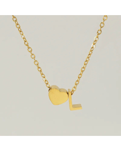 Fashion Gold Plated Stainless Steel Necklaces Letter Heart Shape Titanium Steel Pendant Necklace