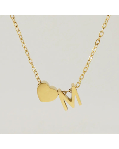 Fashion Gold Plated Stainless Steel Necklaces Letter Heart Shape Titanium Steel Pendant Necklace