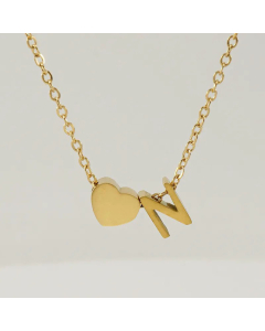 Fashion Gold Plated Stainless Steel Necklaces Letter Heart Shape Titanium Steel Pendant Necklace