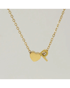 Fashion Gold Plated Stainless Steel Necklaces Letter Heart Shape Titanium Steel Pendant Necklace