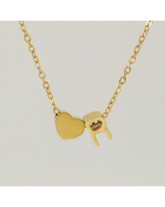 Fashion Gold Plated Stainless Steel Necklaces Letter Heart Shape Titanium Steel Pendant Necklace