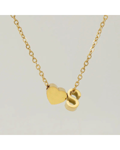 Fashion Gold Plated Stainless Steel Necklaces Letter Heart Shape Titanium Steel Pendant Necklace