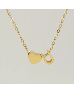 Fashion Gold Plated Stainless Steel Necklaces Letter Heart Shape Titanium Steel Pendant Necklace