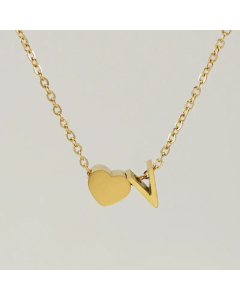 Fashion Gold Plated Stainless Steel Necklaces Letter Heart Shape Titanium Steel Pendant Necklace