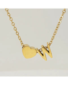 Fashion Gold Plated Stainless Steel Necklaces Letter Heart Shape Titanium Steel Pendant Necklace
